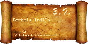 Borbola Irén névjegykártya